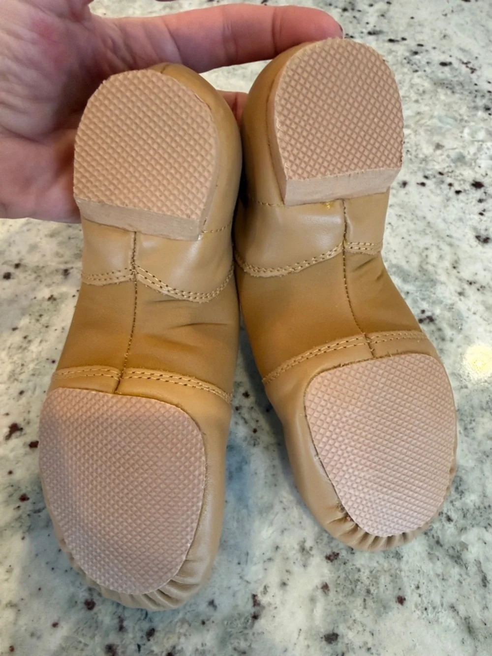 Tan Leather Slip-On Dance Shoes size 4
